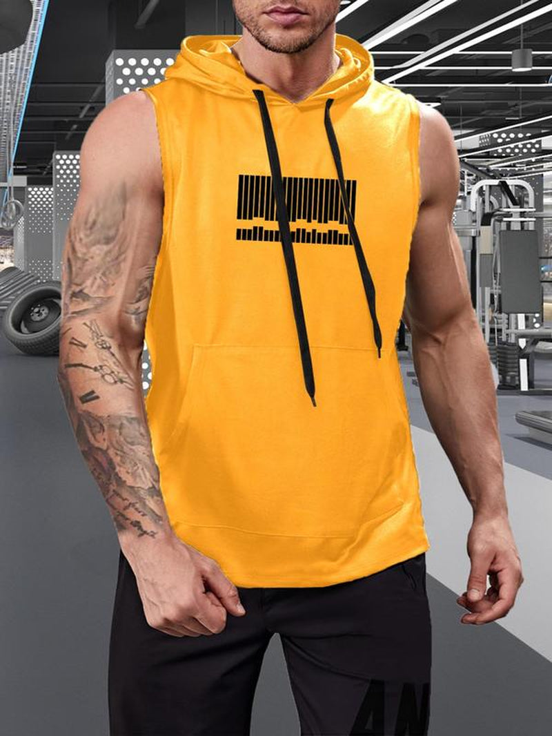 Graphic Drawstring Hooded Sweat Activated Sports Top